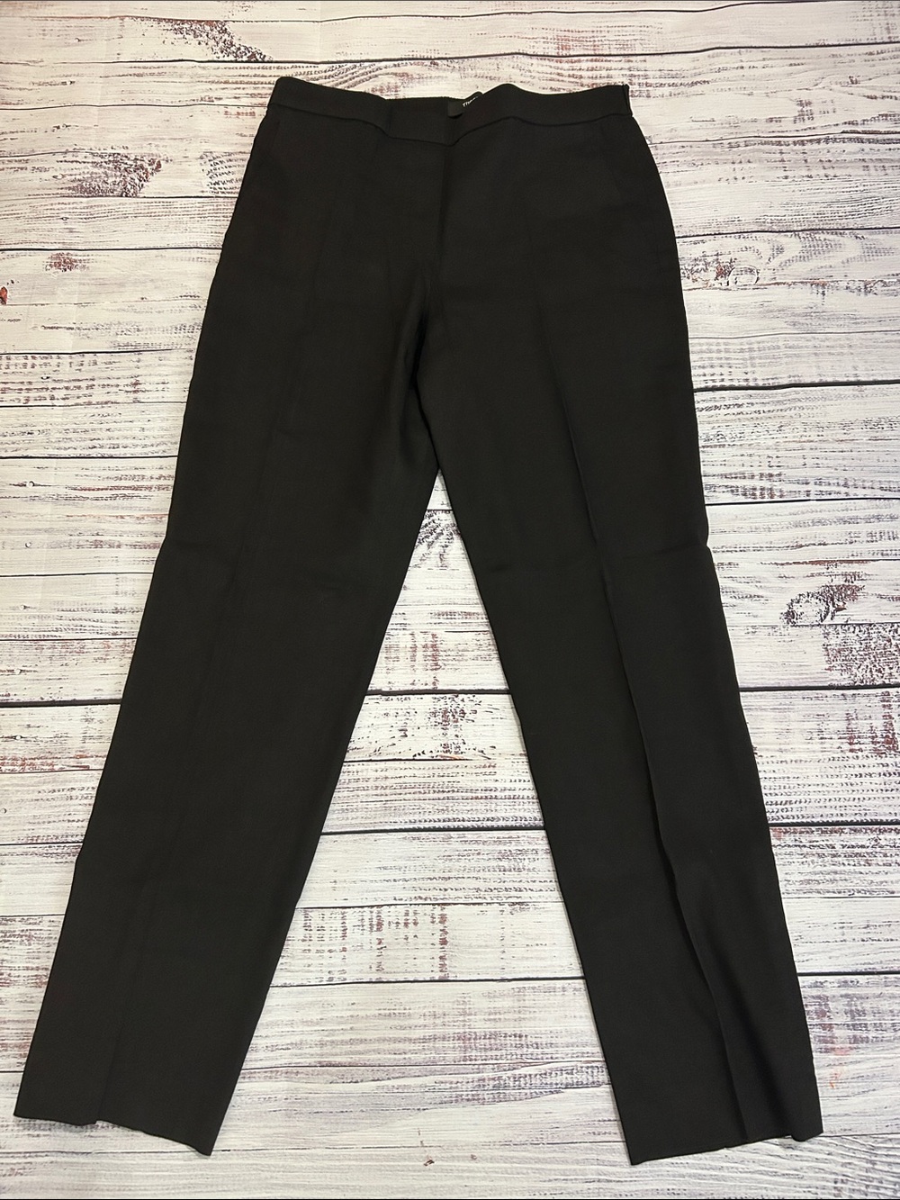 Theory Treeca Pull On Black Dress Slim Crop Fitted Through Straight Leg Pants